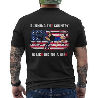 Running The Coutry Is Like Riding A Bike Joe Biden Funny Vintage Men's Crewneck Short Sleeve Back Print T-shirt - Monsterry DE