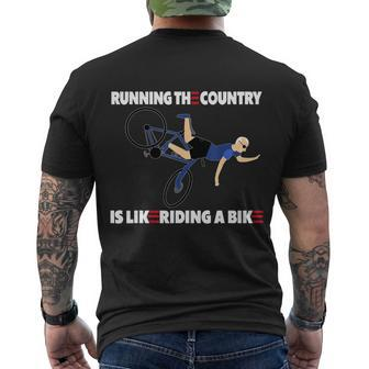 Running The Coutry Is Like Riding A Bike Joe Biden Men's Crewneck Short Sleeve Back Print T-shirt - Monsterry