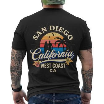 San Diego California Beach Surf Summer Vacation Vintage V3 Men's T-shirt Back Print - Seseable