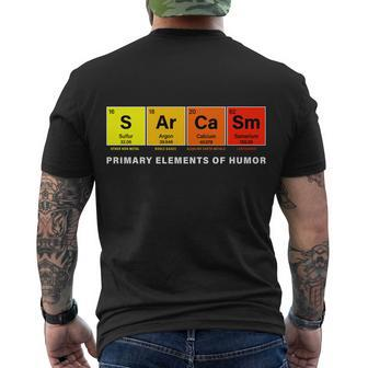 Sarcasm Primary Elements Of Humor Tshirt Men's Crewneck Short Sleeve Back Print T-shirt - Monsterry