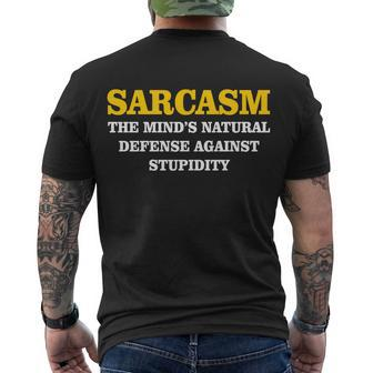 Sarcasm The Minds Natural Defense Men's Crewneck Short Sleeve Back Print T-shirt - Monsterry CA