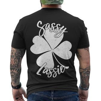 Sassy Lassie Irish Clover St Patricks Day Tshirt Men's Crewneck Short Sleeve Back Print T-shirt - Monsterry