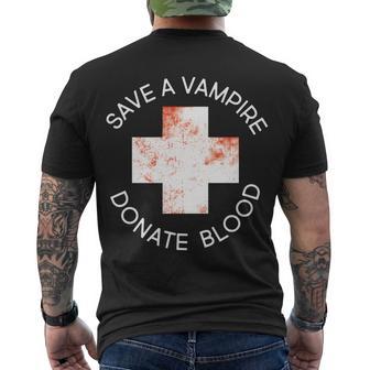 Save A Vampire Donate Blood Tshirt Men's Crewneck Short Sleeve Back Print T-shirt - Monsterry UK