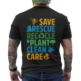 Save Bees Rescue Animals Recycle Plastict Earth Day Men Kid Tshirt Men's Crewneck Short Sleeve Back Print T-shirt - Monsterry UK