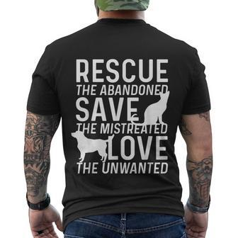 Save Love Rescue Animals Rescue Adopt Dog Lovers Men's Crewneck Short Sleeve Back Print T-shirt - Monsterry
