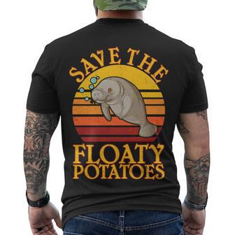 Save The Floaty Potatoes Manatee Tshirt Men's Crewneck Short Sleeve Back Print T-shirt - Monsterry