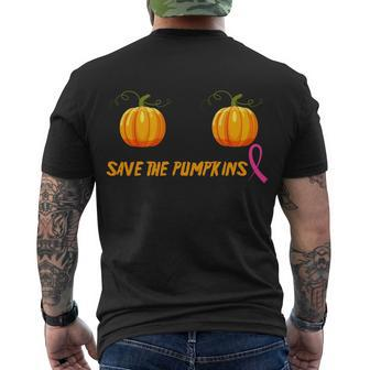 Save The Pumpkins Breast Cancer Tshirt Men's Crewneck Short Sleeve Back Print T-shirt - Monsterry AU