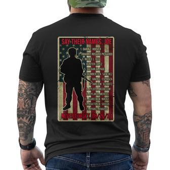 Say Their Names Joe Of 13 Fallen Soldiers Tribute Tshirt Men's Crewneck Short Sleeve Back Print T-shirt - Monsterry CA