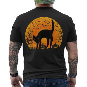 Scary Black Cat Full Moon Cats Lover Halloween Costume Men's T-shirt Back Print - Seseable