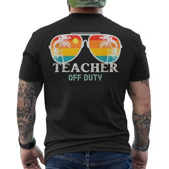 School Teacher Off Duty Sunglasses Beach Sunset Summer Men's T-shirt Back Print - Seseable