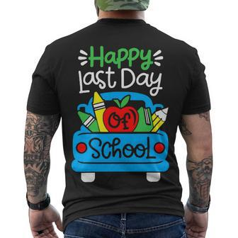 School Truck Shirts Happy Last Day Of School Teachers Kids Men's T-shirt Back Print - Seseable