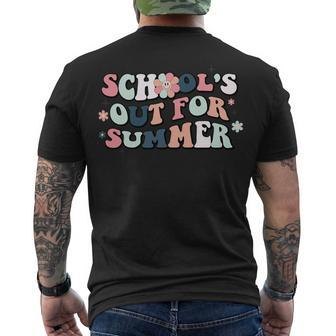 Schools Out For Summer Teacher Cool Groovy Last Day Men's T-shirt Back Print - Seseable
