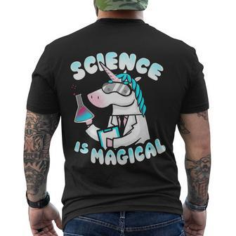 Science Is Magical Lab Unicorn Funny Men's Crewneck Short Sleeve Back Print T-shirt - Monsterry