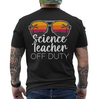 Science Teacher Off Duty Sunglasses Beach Sunset V2 Men's T-shirt Back Print - Seseable