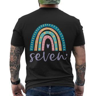 Seven Year Old Rainbow Birthday Gifts For Girls 7Th Bday Men's Crewneck Short Sleeve Back Print T-shirt - Monsterry CA