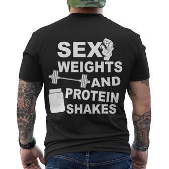 Sex Weights Protein Shakes Men's Crewneck Short Sleeve Back Print T-shirt - Monsterry AU