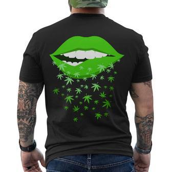 Sexy Lips Cannabis Marijuana Weed Tshirt Men's Crewneck Short Sleeve Back Print T-shirt - Monsterry
