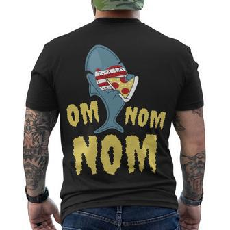 Shark Eating Pizza Om Nom Nom Men's Crewneck Short Sleeve Back Print T-shirt - Monsterry