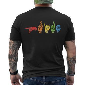 Sign Language Funny Rainbow Flag Gay Lgbt Deaf Asl Mute Gift Great Gift Men's Crewneck Short Sleeve Back Print T-shirt - Monsterry