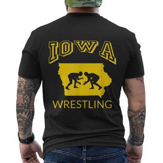 Silhouette Iowa Wrestling Team Wrestler The Hawkeye State Tshirt Men's Crewneck Short Sleeve Back Print T-shirt - Monsterry