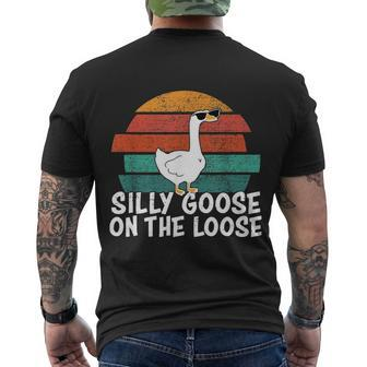 Silly Goose On The Loose Vintage Retro Sunset Tshirt Men's Crewneck Short Sleeve Back Print T-shirt - Monsterry