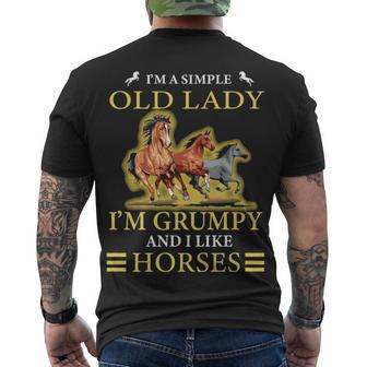 Im A Simple Old Lady Im Grumpy And I Like Horses Men's T-shirt Back Print - Thegiftio UK