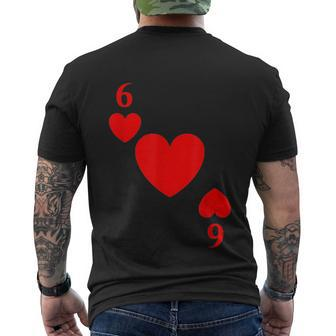 Six Of Hearts Playing Card Costume Halloween Deck Of Cards Men's T-shirt Back Print - Thegiftio UK