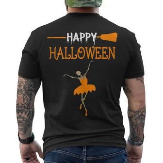 Skeleton Dancing Ballet To Happy Halloween Cute Men's T-shirt Back Print - Seseable
