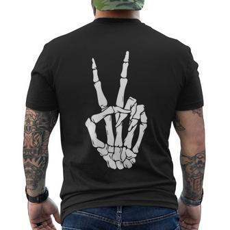 Skeleton Hand Making Peace Sign Hand Showing Peace Men's T-shirt Back Print - Thegiftio UK