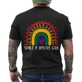 Smile If Youre Gay And Lesbian Lgbtq Ally Rainbow You Belong Gift Men's Crewneck Short Sleeve Back Print T-shirt - Monsterry