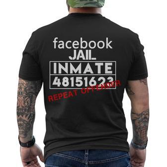 Social Media Jail Inmate Repeat Offender Men's Crewneck Short Sleeve Back Print T-shirt - Monsterry UK