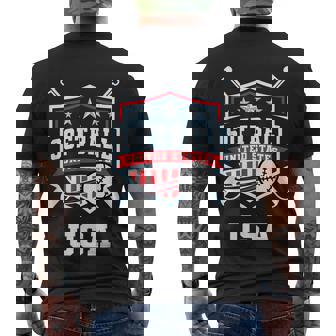 Softball Usa Support The Team Usa Flag Men's Crewneck Short Sleeve Back Print T-shirt - Monsterry