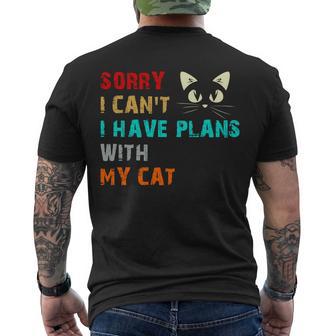 Sorry I Cant I Have Plans With My Cat Men's T-shirt Back Print - Thegiftio