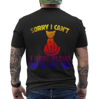 Sorry I Cant I Have Plans With My Cat Vintage Style Men's T-shirt Back Print - Thegiftio UK