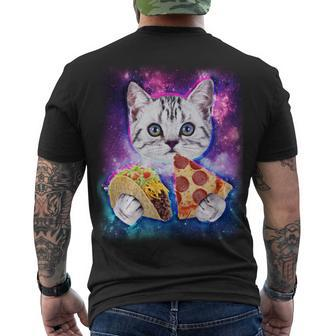 Space Cat Pizza And Tacos Tshirt Men's Crewneck Short Sleeve Back Print T-shirt - Monsterry