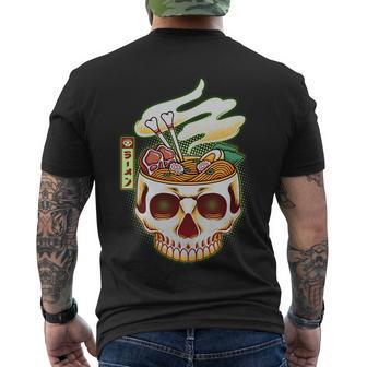 Spooky Halloween Japanese Ramen Skull Bowl Men's T-shirt Back Print - Thegiftio UK