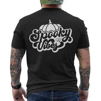 Spooky Vibes Pumpkin Trick Or Treat Fall Halloween Costume Men's T-shirt Back Print - Seseable