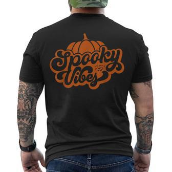Spooky Vibes Pumpkin Trick Or Treat Fall Halloween Costume V2 Men's T-shirt Back Print - Seseable