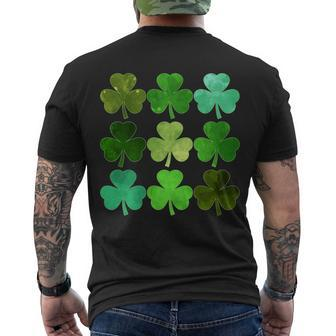 St Patricks Day Lucky Watercolor Shamrocks Men's Crewneck Short Sleeve Back Print T-shirt - Monsterry DE
