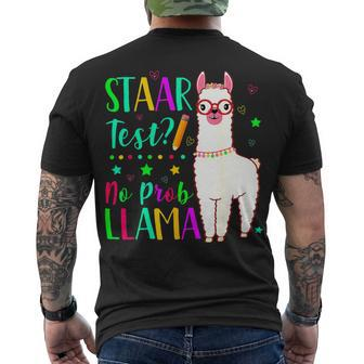 Staar No Prob Llama Teacher Exam Testing Test Day Kids Men's T-shirt Back Print - Seseable