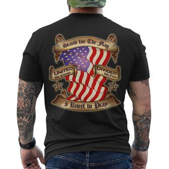 Stand For The Flag I Kneel To Pray United We Stand Divided We Fail Men's T-shirt Back Print - Thegiftio UK