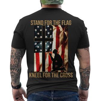 Stand For The Flag Kneel For The Cross Men's Crewneck Short Sleeve Back Print T-shirt - Monsterry DE