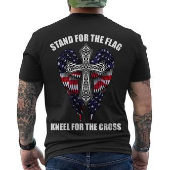 Stand For The Flag Kneel For The Cross Usa Eagle Wings Tshirt Men's Crewneck Short Sleeve Back Print T-shirt - Monsterry DE