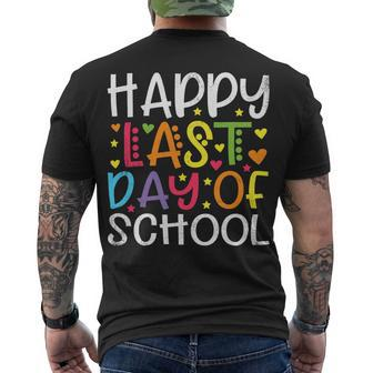 Stars Happy Last Day Of School Cute Graduation Teacher Kids Men's T-shirt Back Print - Seseable