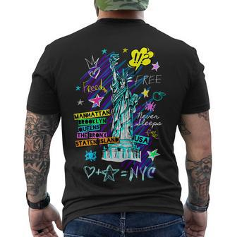 Statue Of Liberty Cities Of New York Men's Crewneck Short Sleeve Back Print T-shirt - Monsterry AU