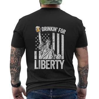 Statue Of Liberty Funny 4Th Of July American Flag Men's Crewneck Short Sleeve Back Print T-shirt - Monsterry
