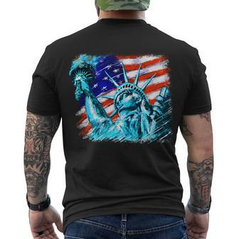 Statue Of Liberty Usa Men's Crewneck Short Sleeve Back Print T-shirt - Monsterry AU