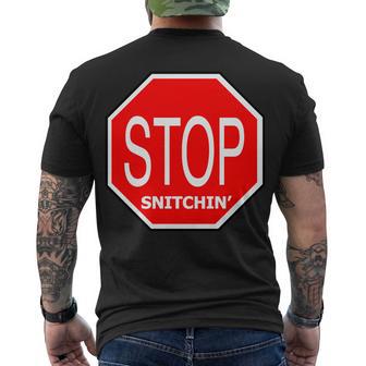 Stop Snitching Snitchin Tshirt Men's Crewneck Short Sleeve Back Print T-shirt - Monsterry