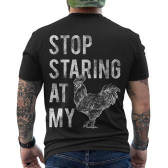Stop Staring At My Cock Tshirt Men's Crewneck Short Sleeve Back Print T-shirt - Monsterry CA
