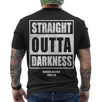 Straight Outta Darkness Men's Crewneck Short Sleeve Back Print T-shirt - Monsterry